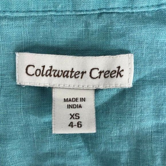 Cold Water Creek Blue Pure Linen Blouse XS - Picture 3 of 9